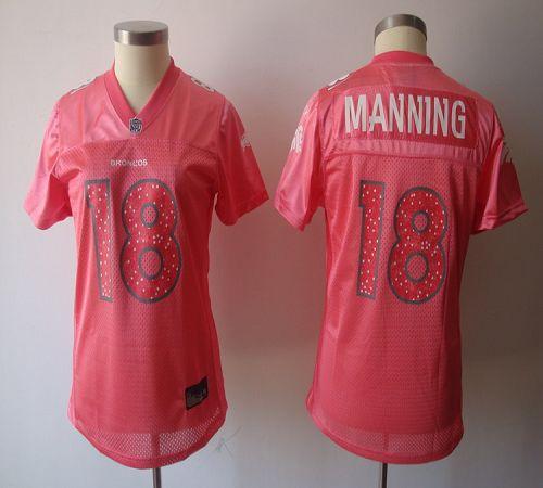 Broncos #18 Peyton Manning Red Women's Sweetheart Stitched NFL Jersey